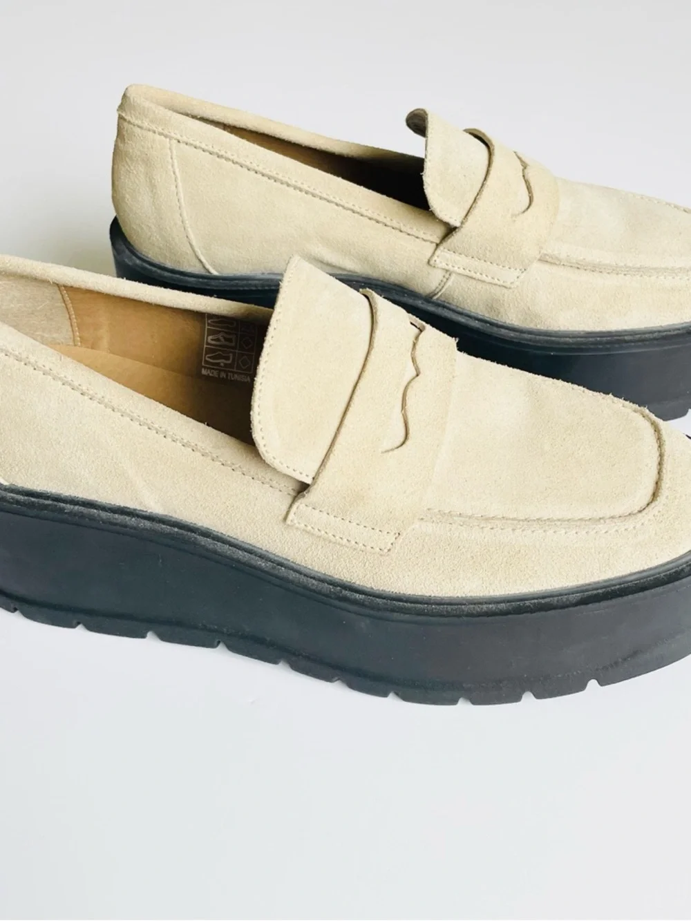 Free People SIZE 38 (US 7.5) Nico Suede Flatform loafer in Cappuccino Lug Sole